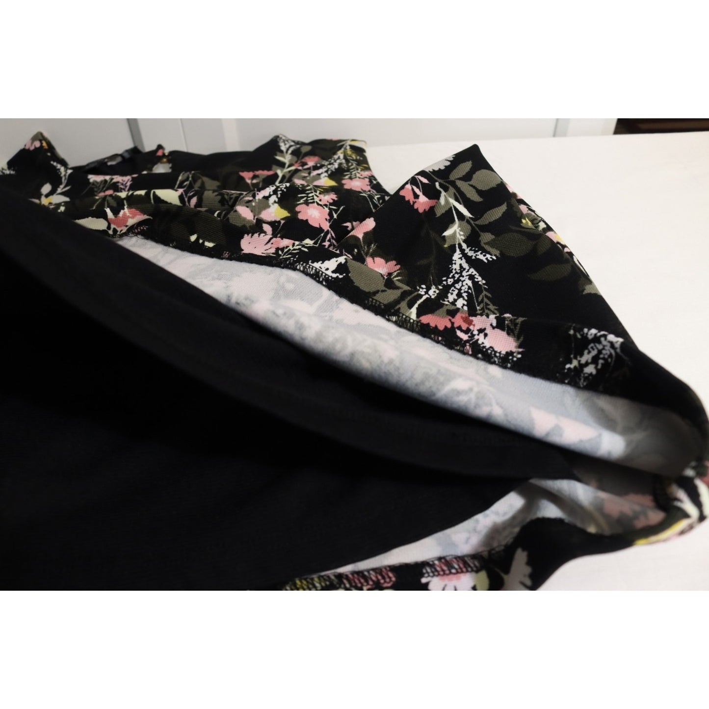 Inc International Concept 1X Black and Floral Sleeveless Polyester/Spandex
