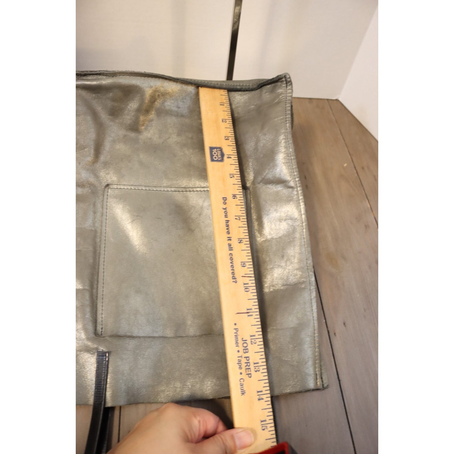 Brooklyn Industries Grey Metallic Tote Bag Leather Floppy