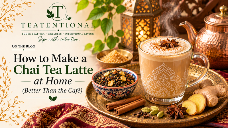 Homemade chai tea latte made with Teatentional loose leaf chai