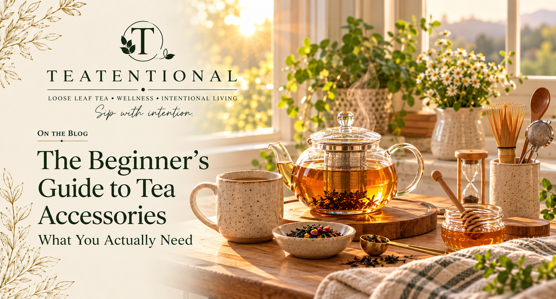 Beginner tea accessories: infuser, kettle, teapot and mug