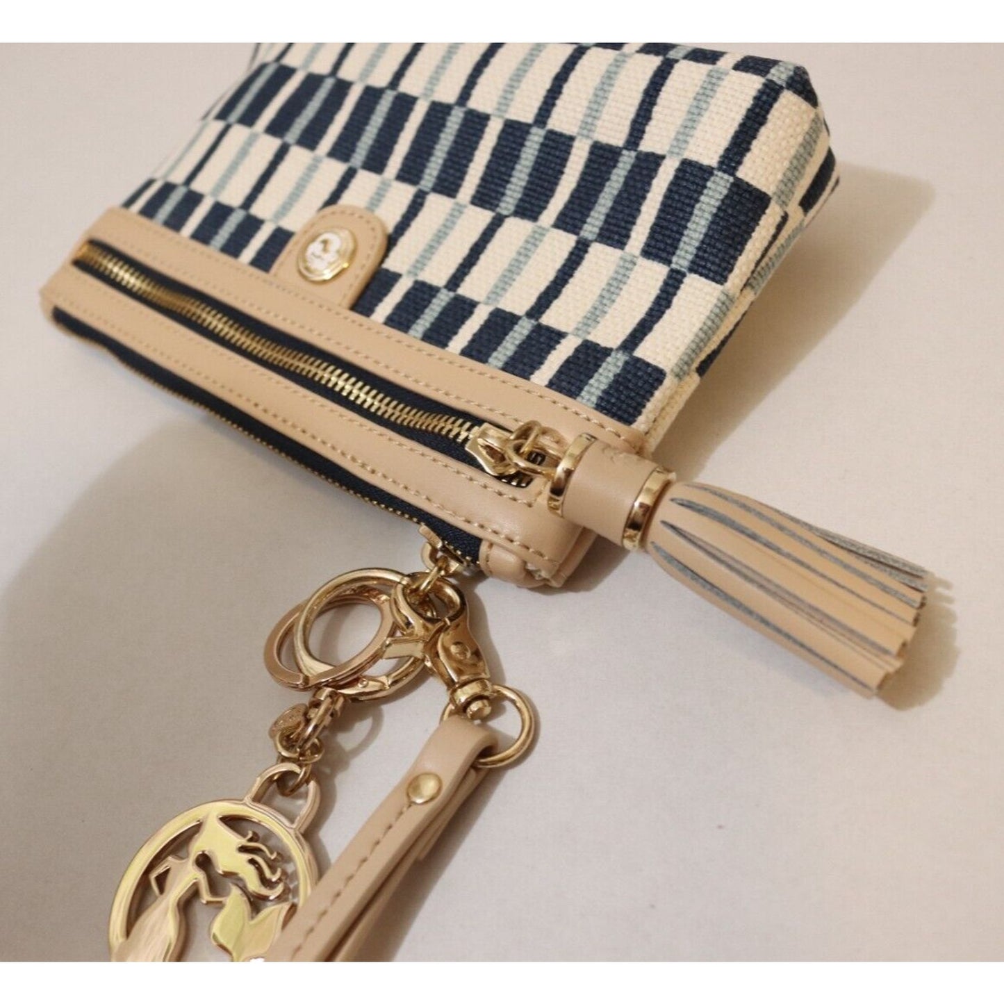 Spartan Wristlet Keychain and Tassel Blue and White