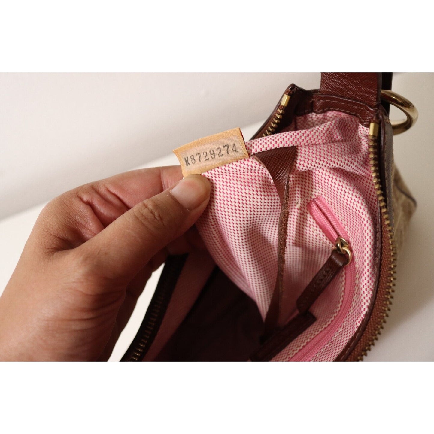 Dooney and Bourke Monogram Brown and Beige Bag Flaw No Strap