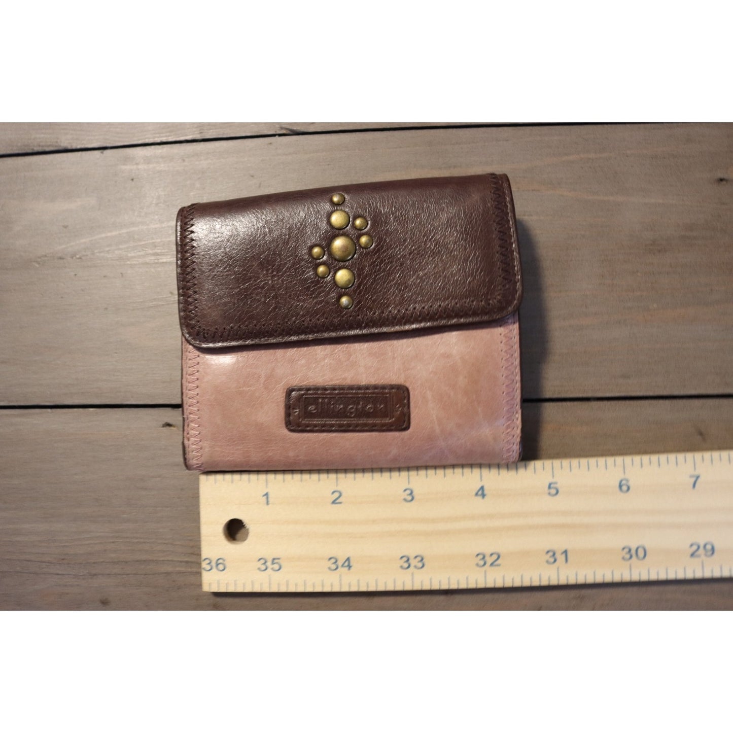 Ellington Leather Two Tone Wallet Pink and Brown