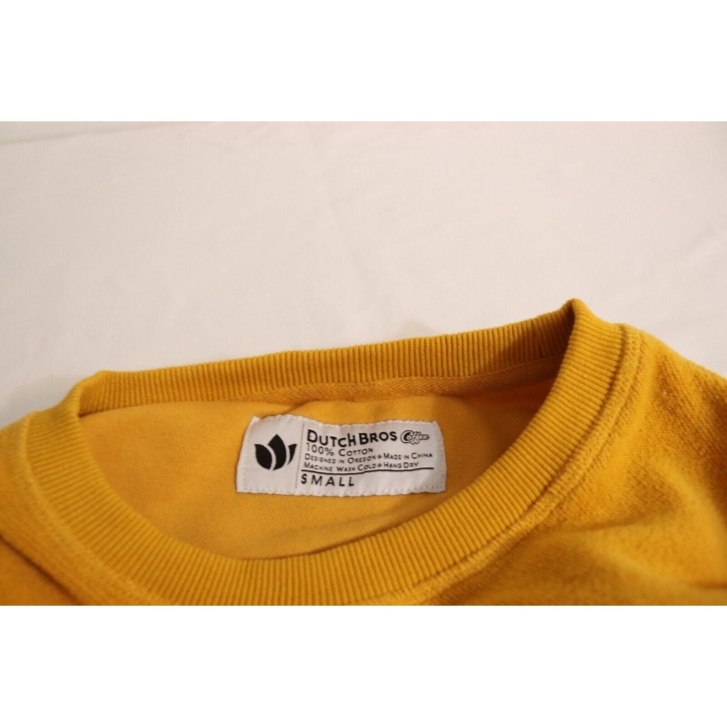 Dutch Bros Yellow Sweater Size Small Cotton Long Sleeve