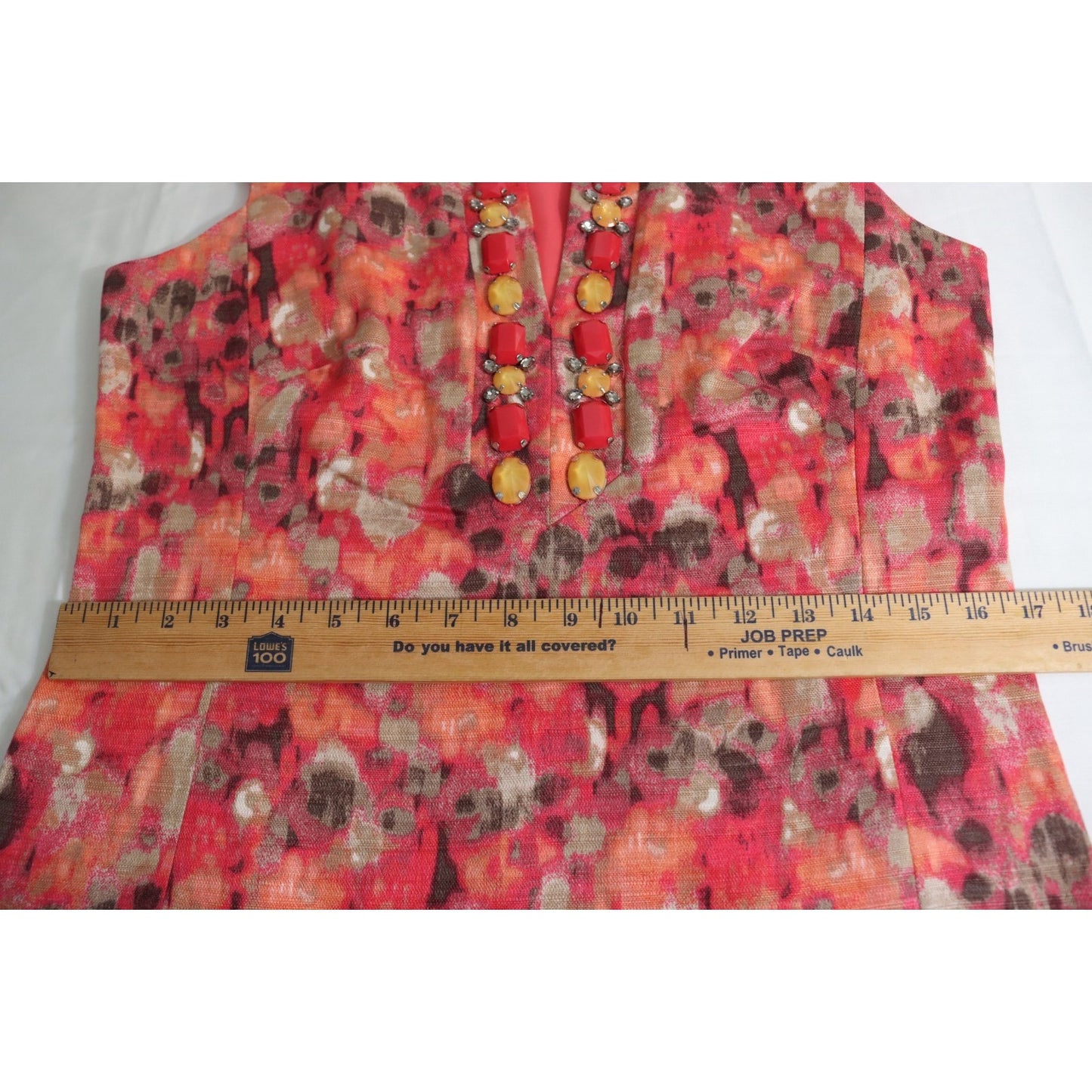 Eliza J New York Size 8 Coral Brown Taupe Rhinestone Linen Blend Sheath