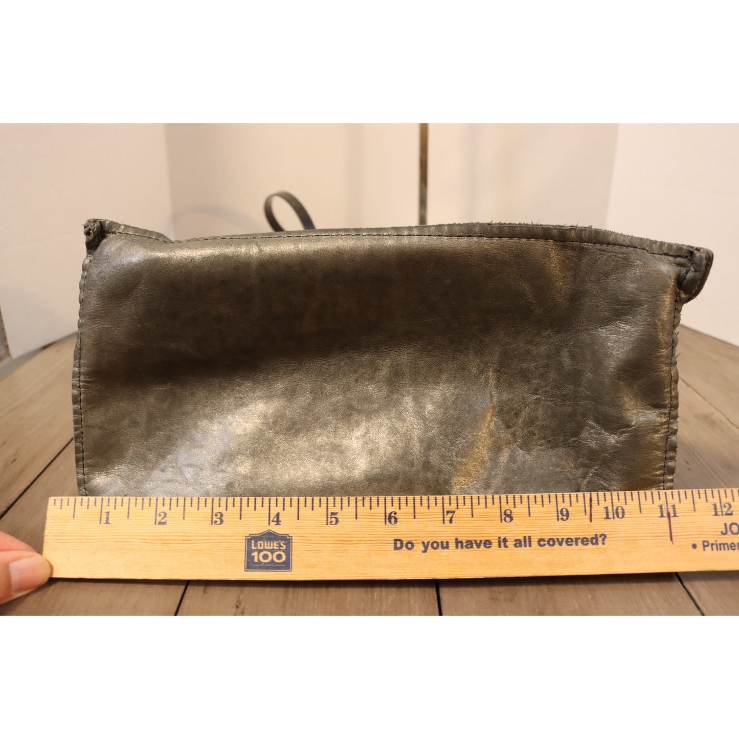 Brooklyn Industries Grey Metallic Tote Bag Leather Floppy