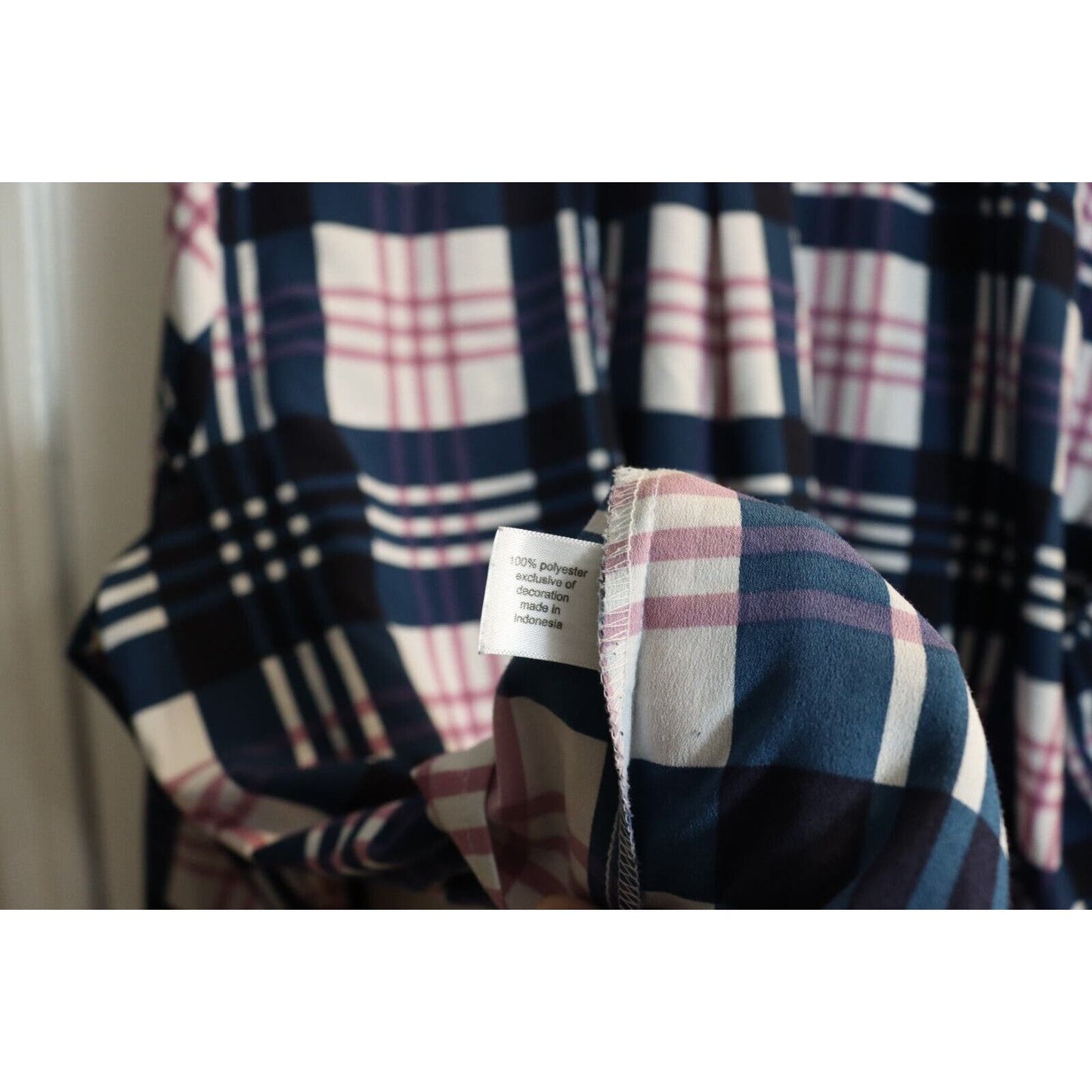 Lane Bryant Navy Pink White Plaid Long Sleeved Top Size 26/28
