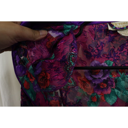 Vintage 90s Victoria’s Secret Gold Label Floral Midi Kimono Robe ~ M/L w/tie