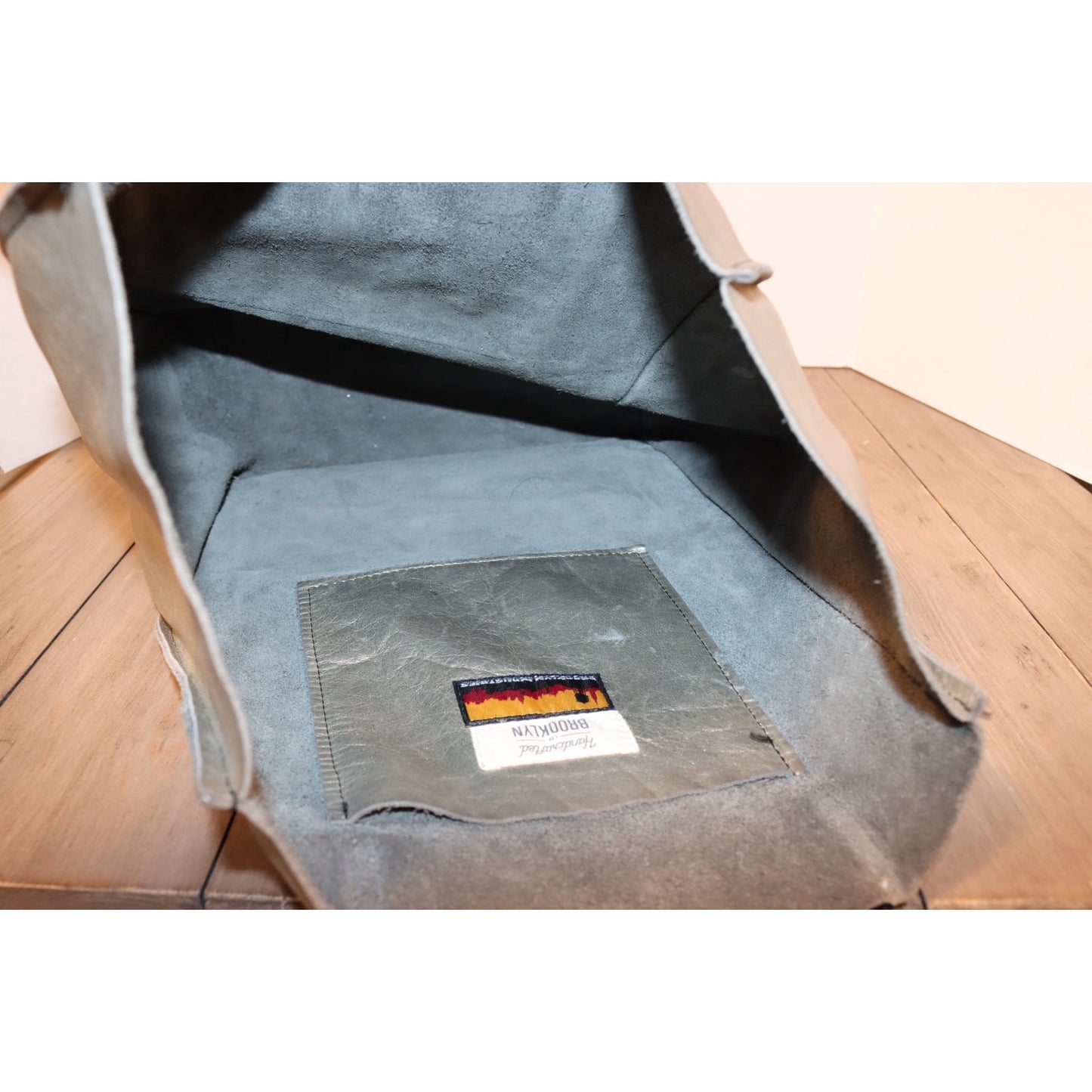 Brooklyn Industries Grey Metallic Tote Bag Leather Floppy
