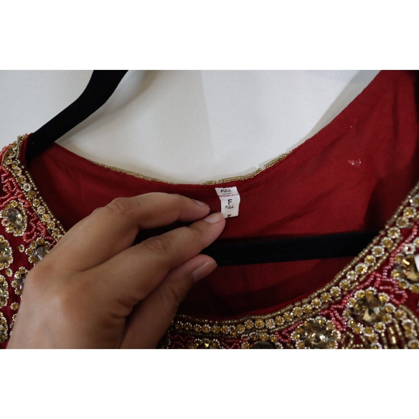 Abaya Kaftan Red Beaded Sheer Lined Size 58