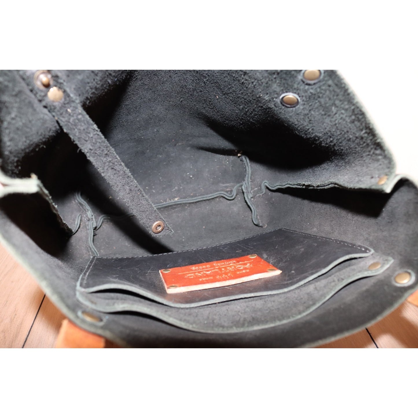 Portland Leather Goods Black Open Tote Bag Double Handle Smooth Classic