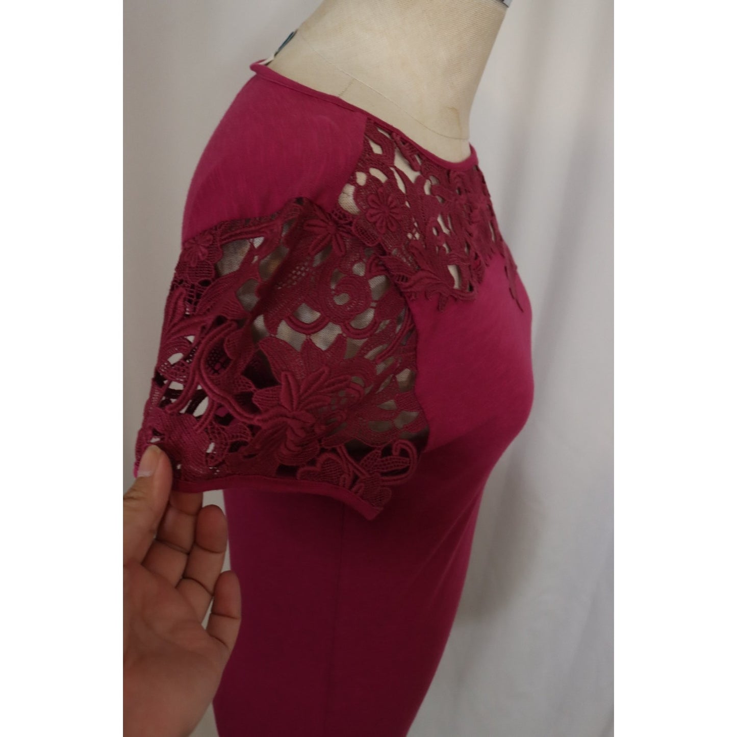 Sundance Short Sleeve Top XS Lace Purple Short Sleeve