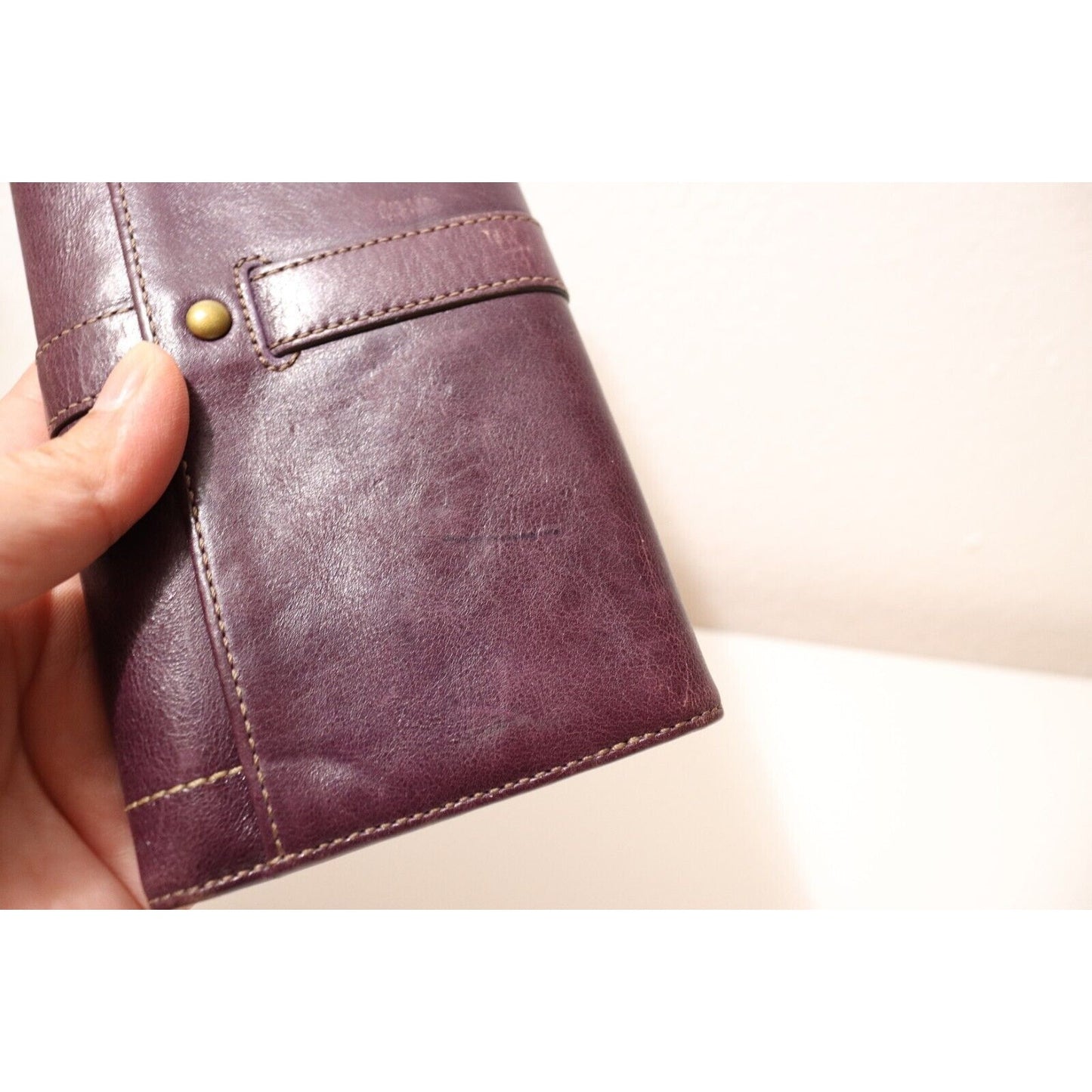 Coach Purple Wallet Legacy Stripe Interior Gold Hardware