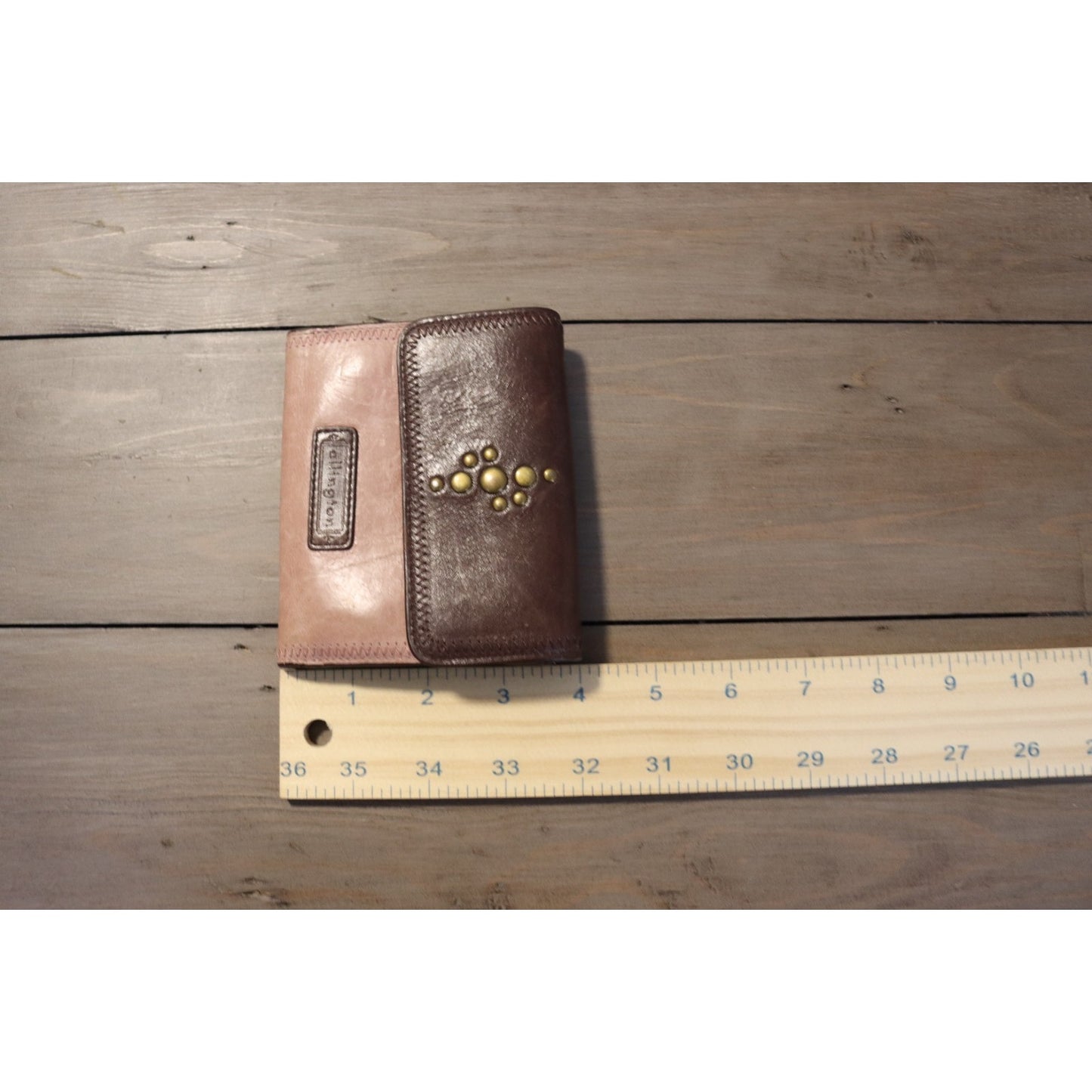 Ellington Leather Two Tone Wallet Pink and Brown