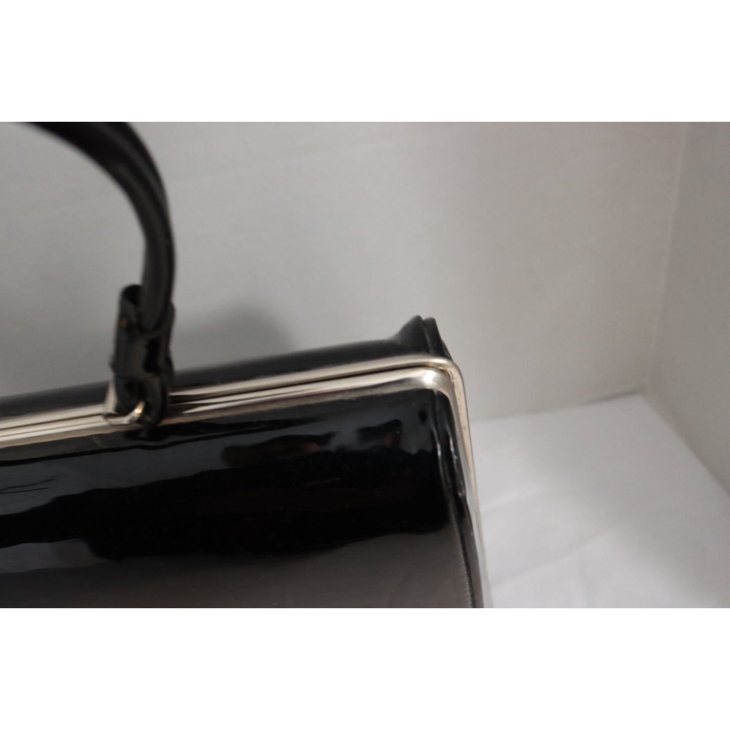 Vintage Dover Black Patent Leather Handbag Made in USA Top Handle Bag