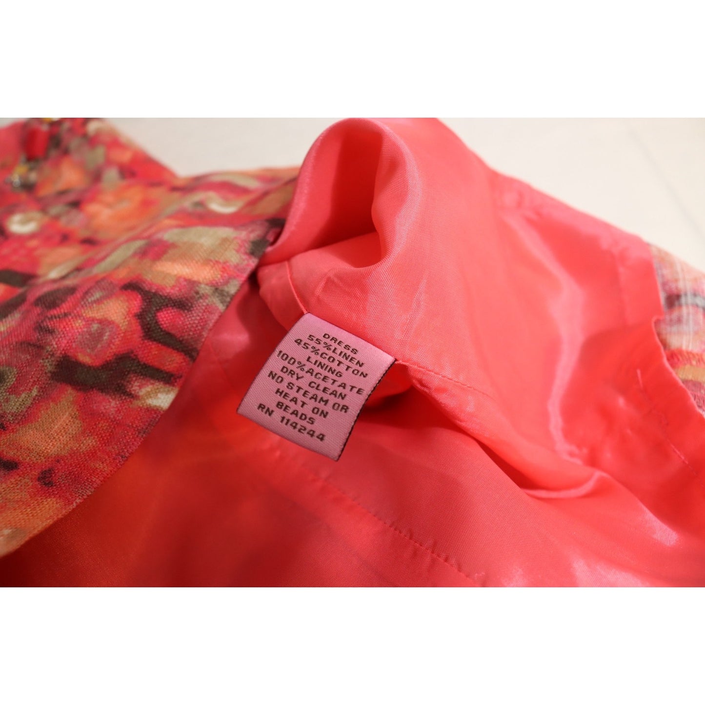 Eliza J New York Size 8 Coral Brown Taupe Rhinestone Linen Blend Sheath