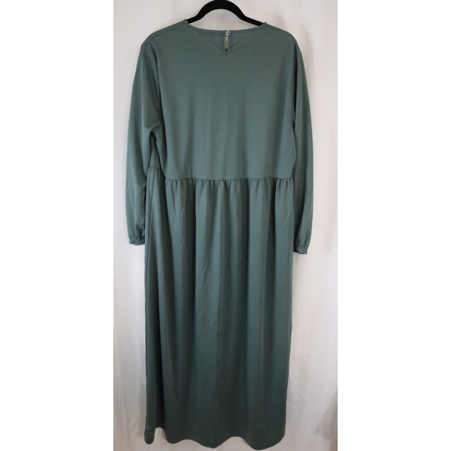 Abaya Green Maxi Dress Long Sleeve ECESUN 50 Faux Button