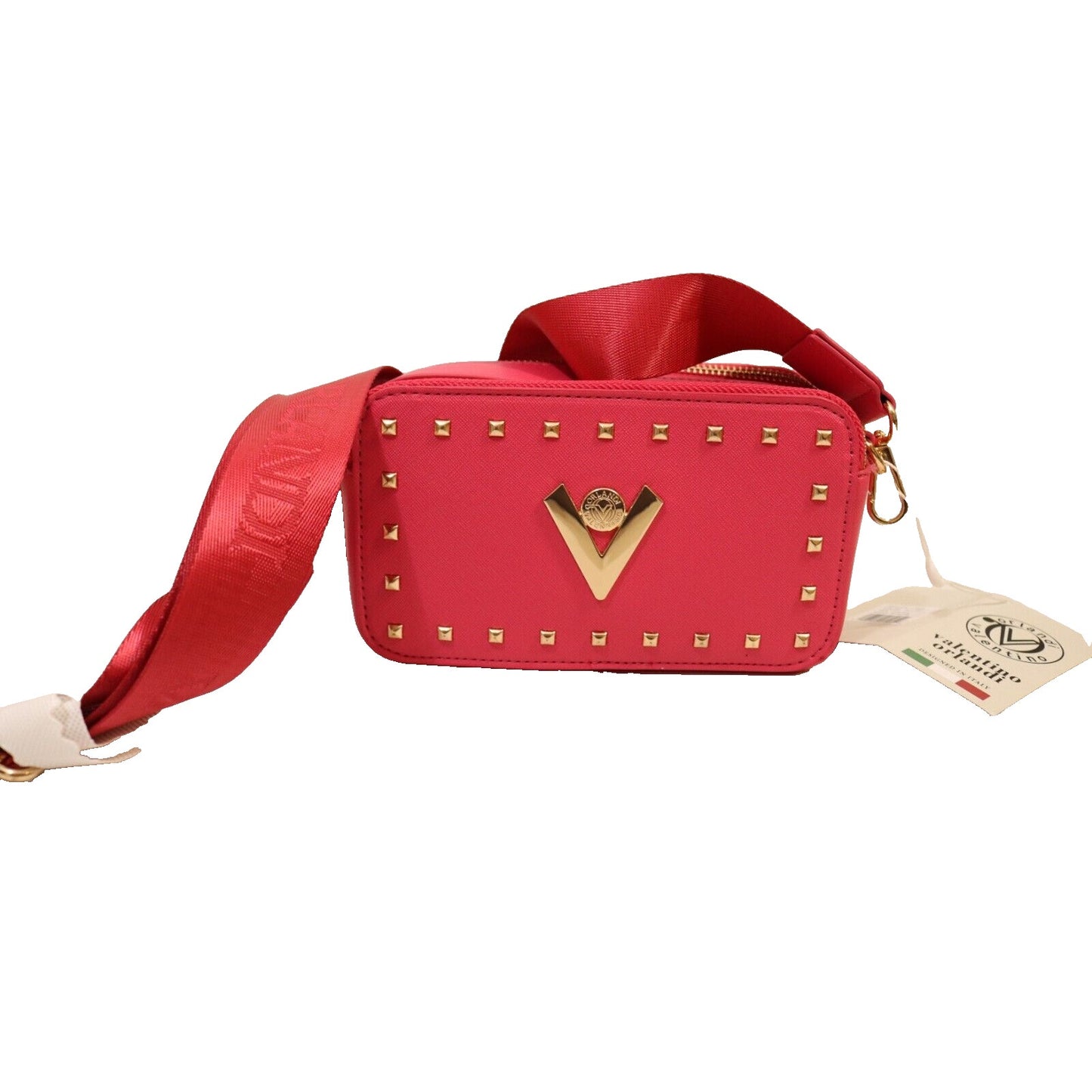 Valentino Orlandi Studded Blush Pink Camera Bag Crossbody Designed in Italy