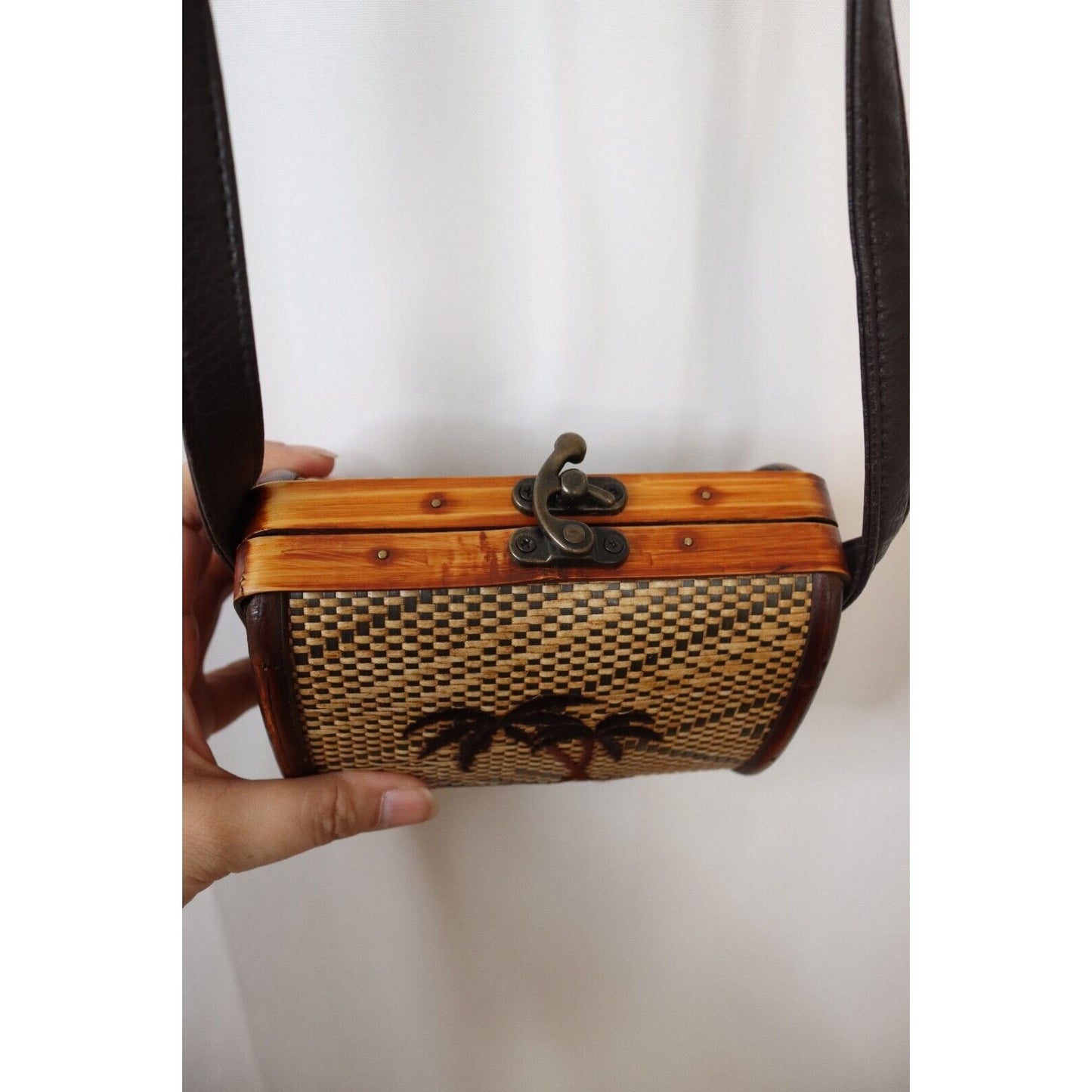 Wood Purse Bamboo Crossbody Palm Tree