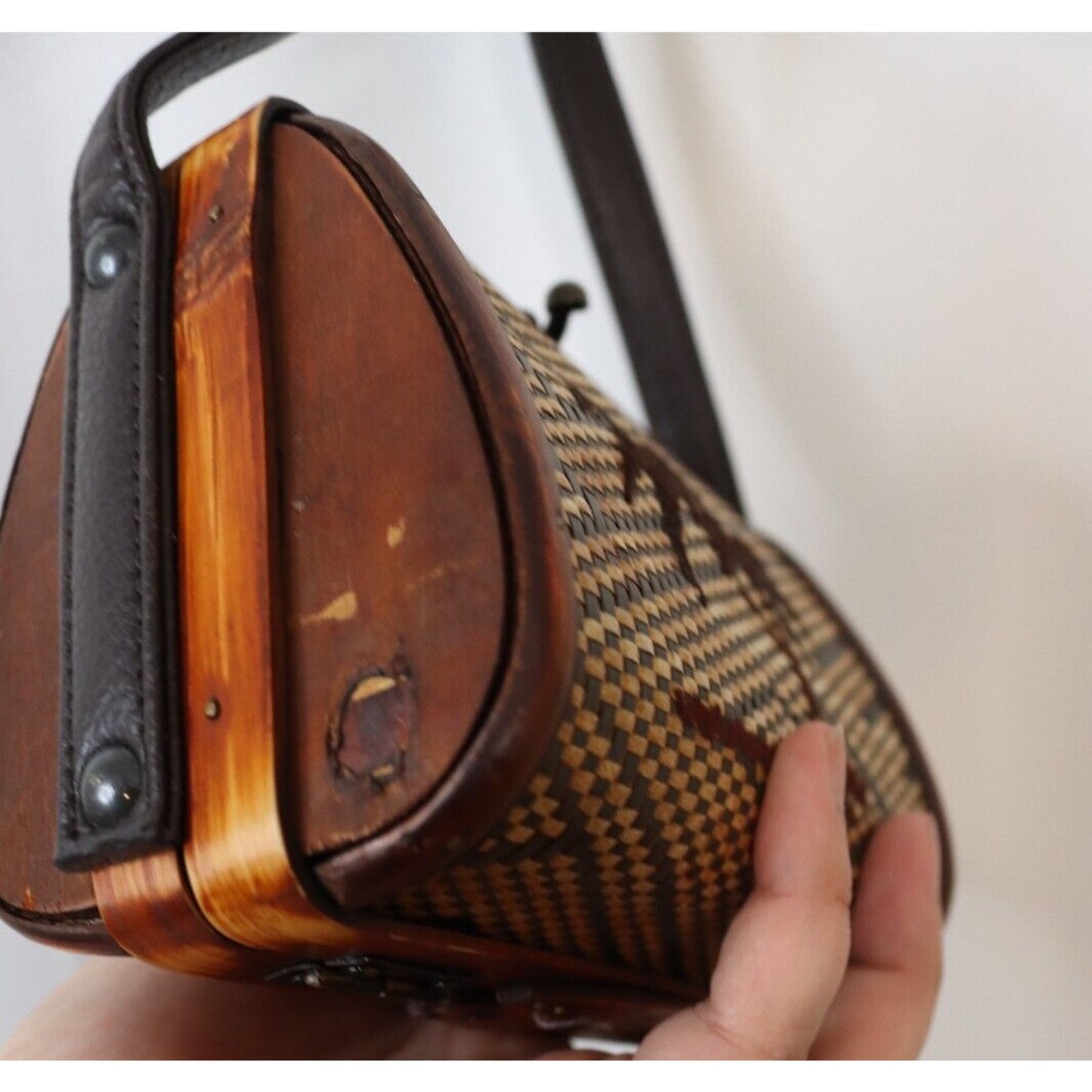Wood Purse Bamboo Crossbody Palm Tree