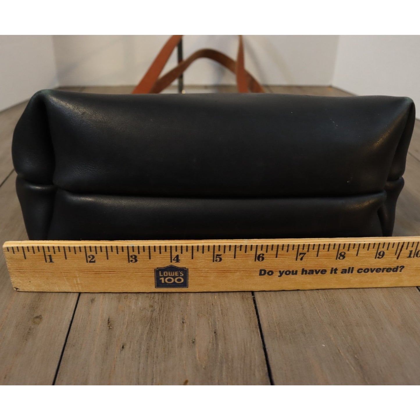 Portland Leather Goods Black Open Tote Bag Double Handle Smooth Classic