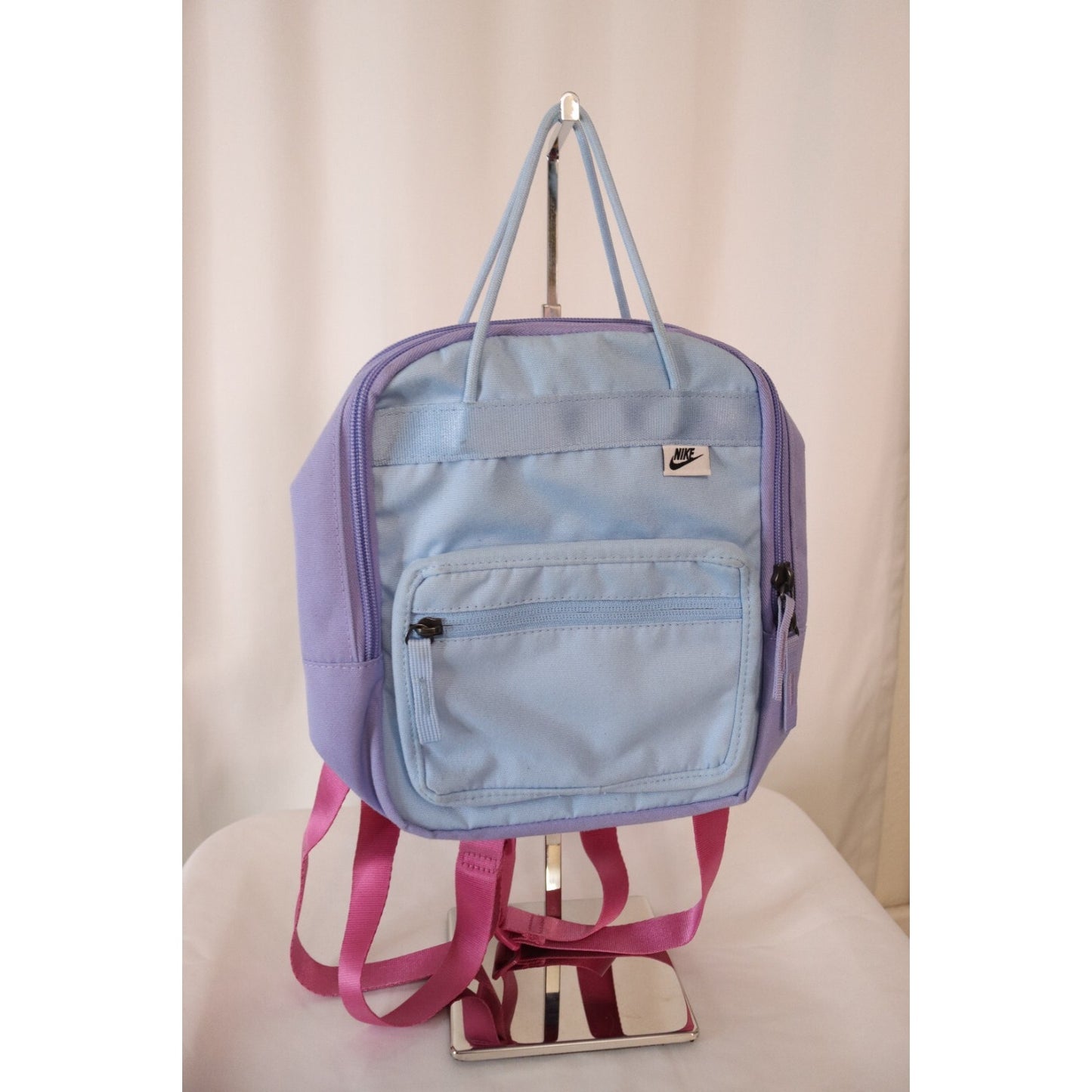 Vintage Nike Small Backpack Pastels Blue Pink Purple Expandable Flaws