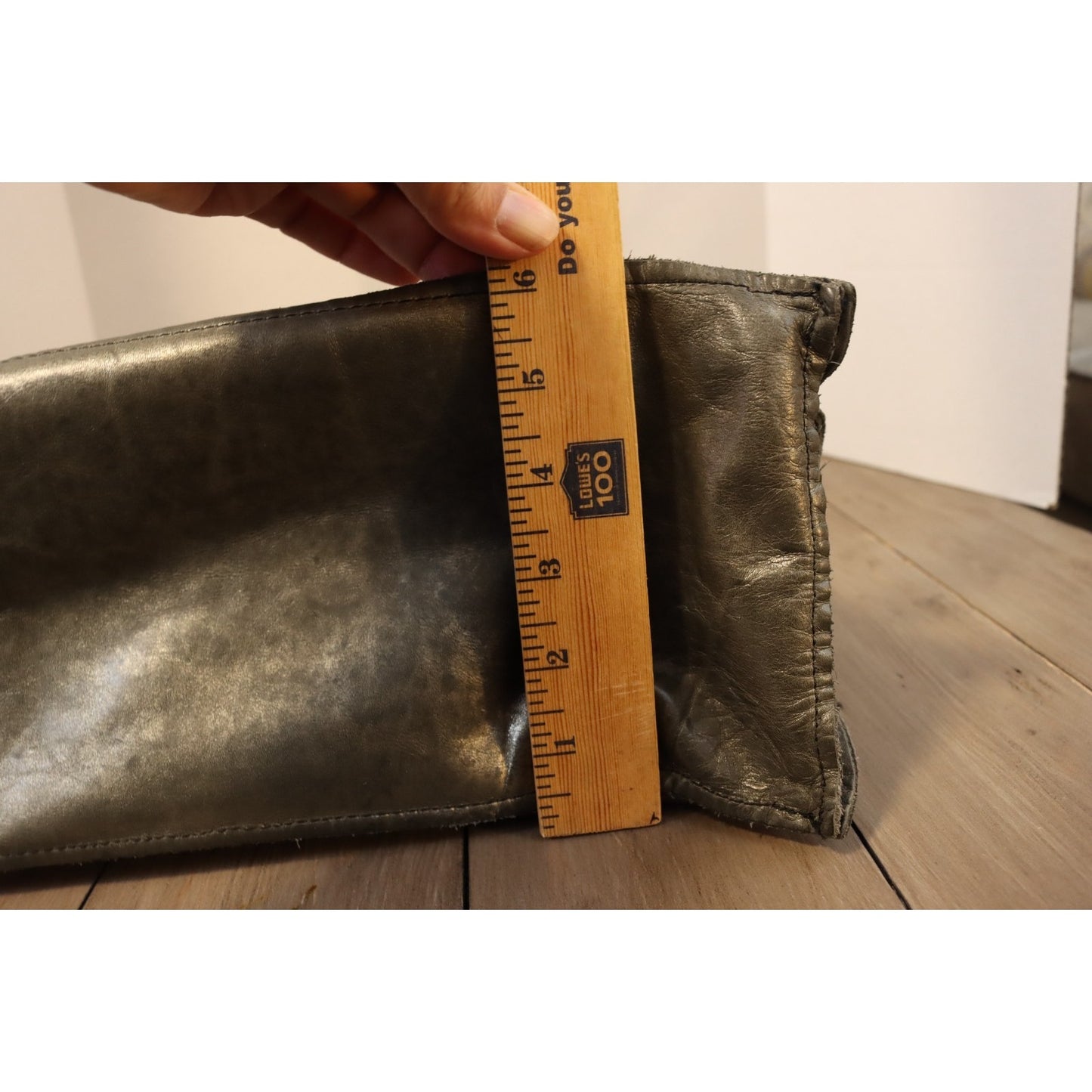 Brooklyn Industries Grey Metallic Tote Bag Leather Floppy