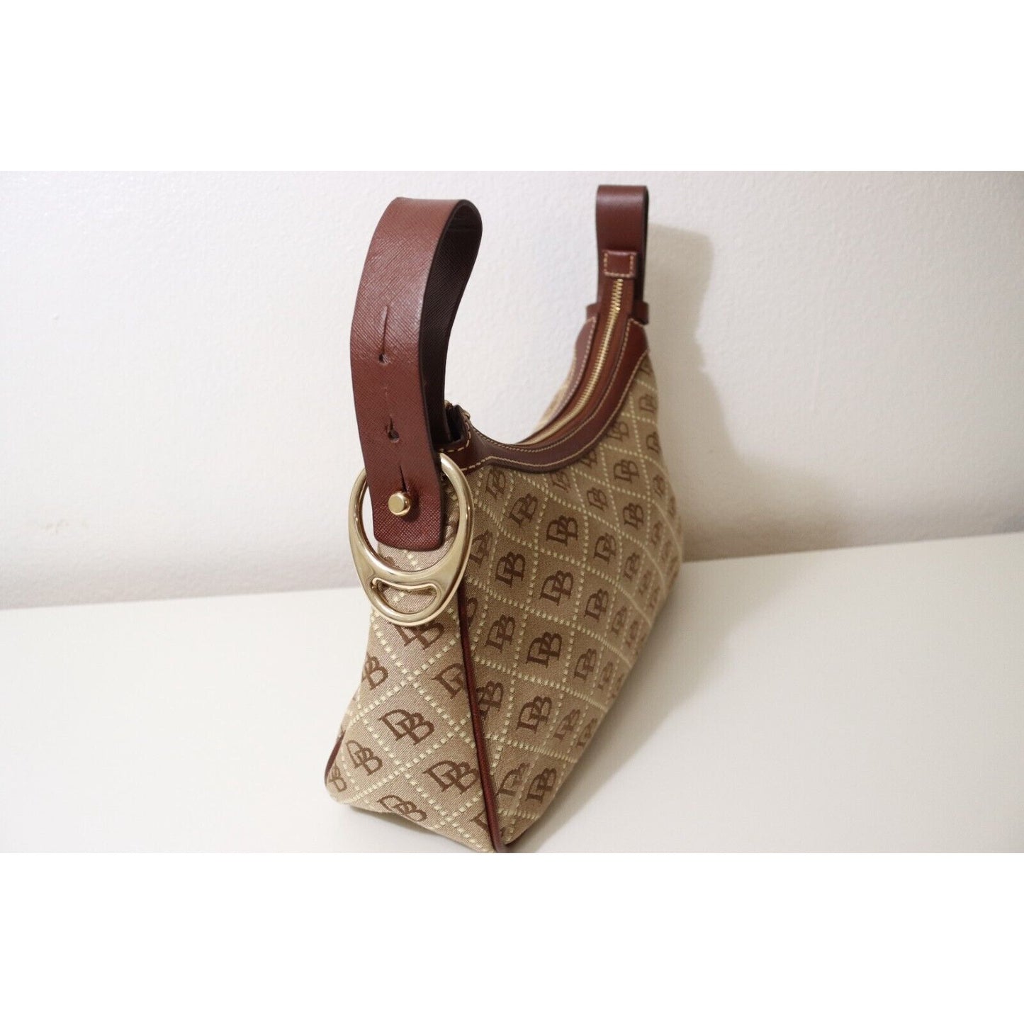 Dooney and Bourke Monogram Brown and Beige Bag Flaw No Strap