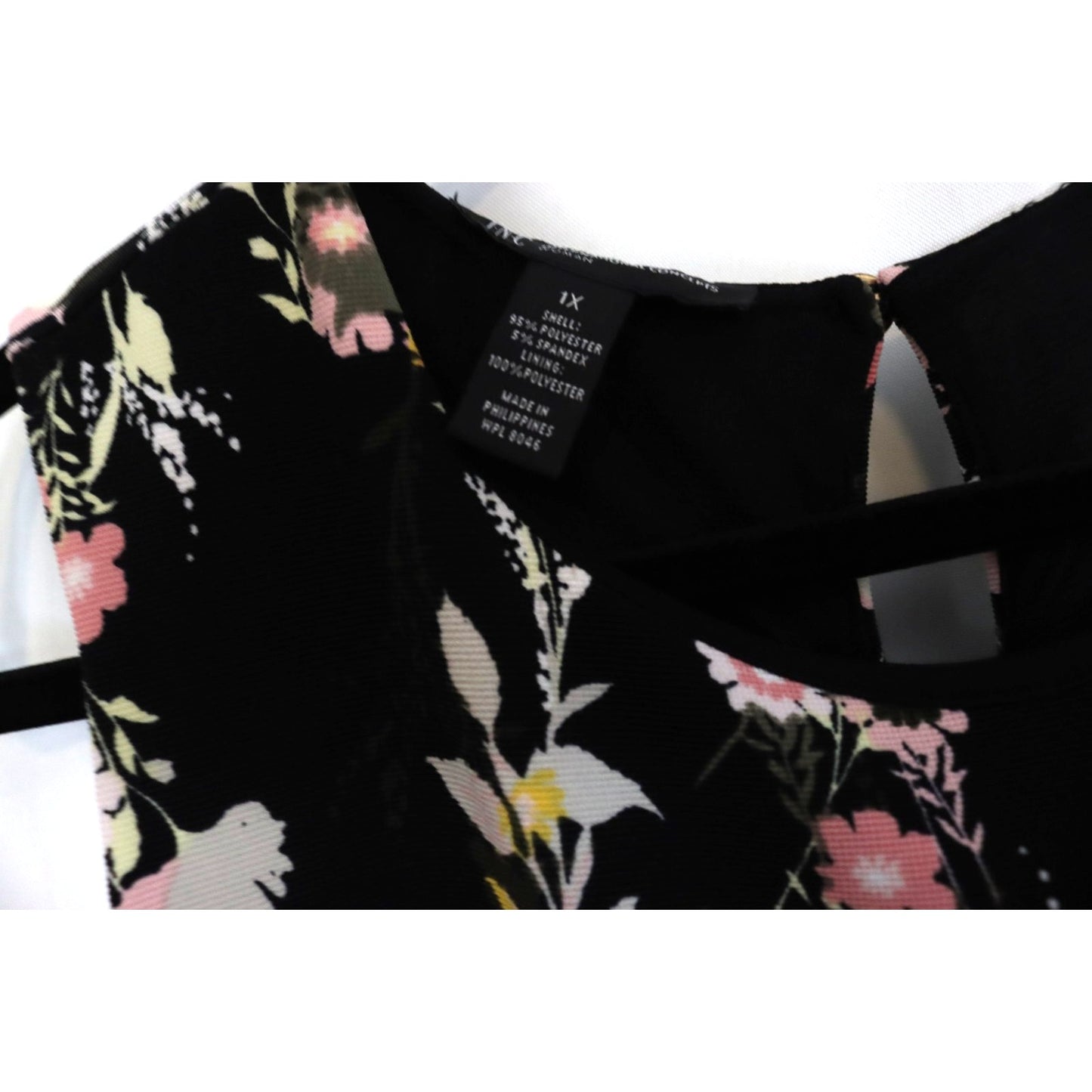 Inc International Concept 1X Black and Floral Sleeveless Polyester/Spandex