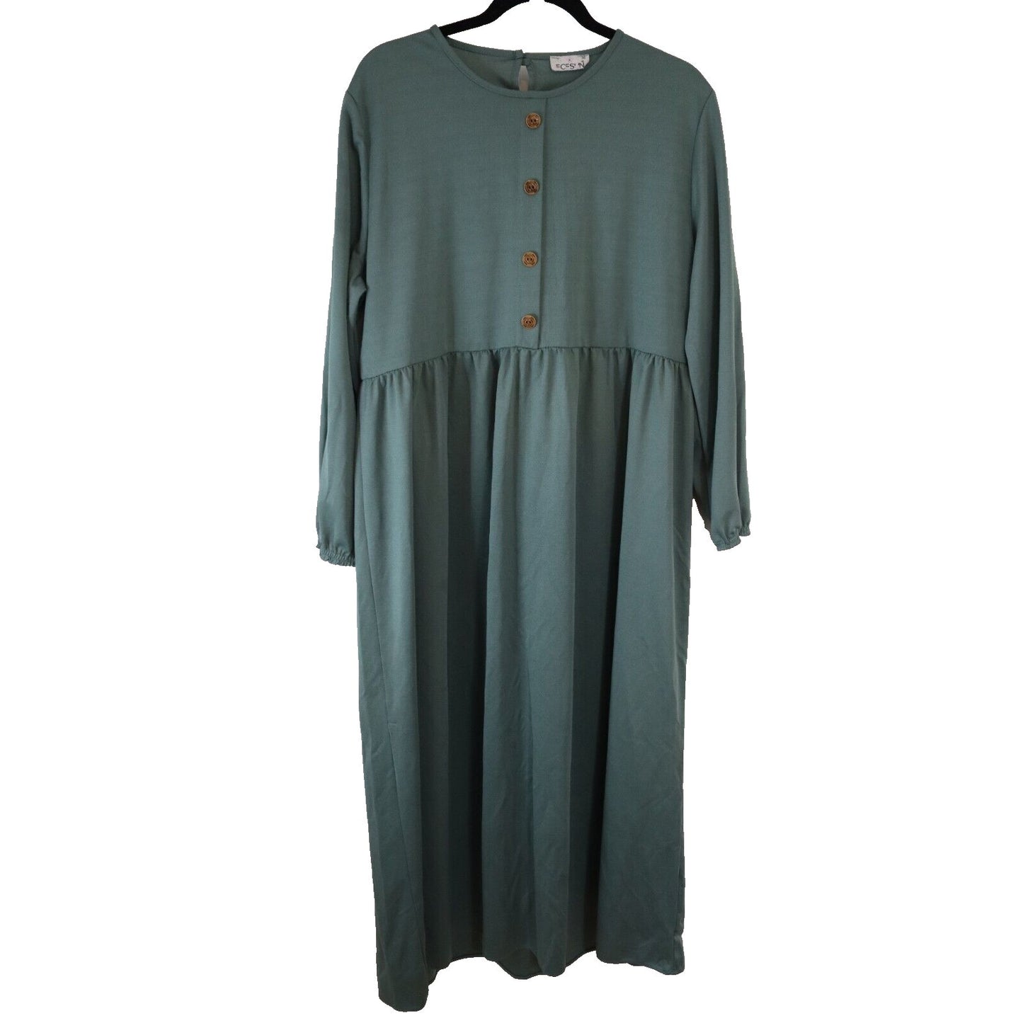 Abaya Green Maxi Dress Long Sleeve ECESUN 50 Faux Button