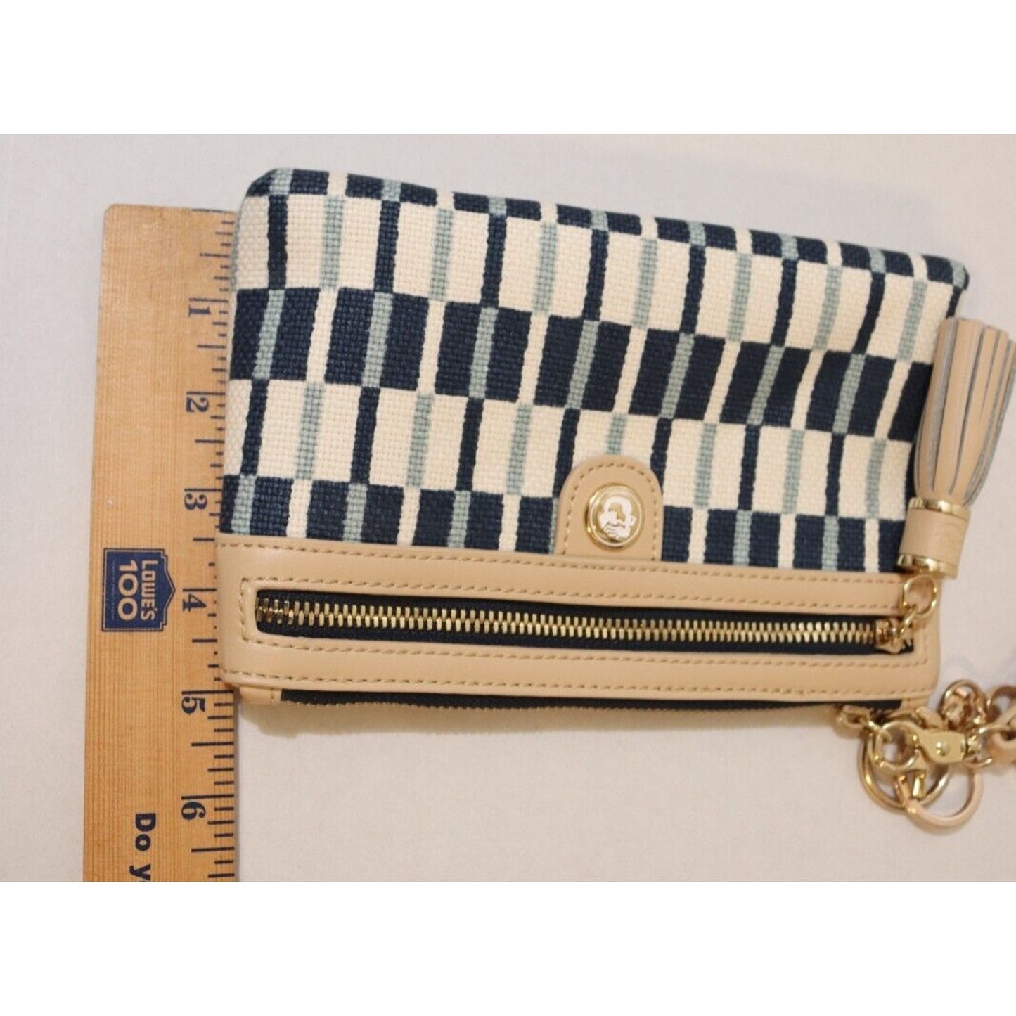 Spartan Wristlet Keychain and Tassel Blue and White
