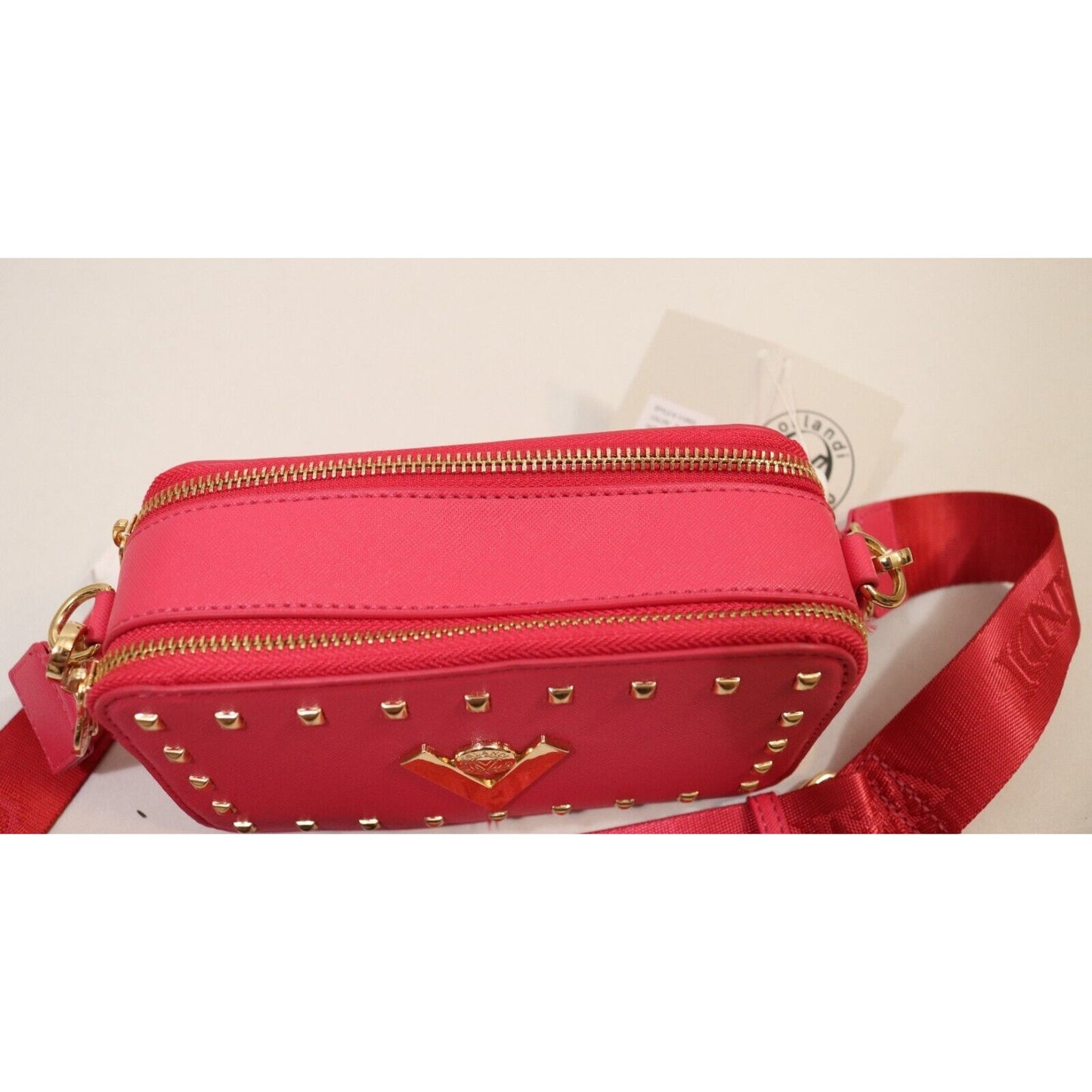 Valentino Orlandi Studded Blush Pink Camera Bag Crossbody Designed in Italy