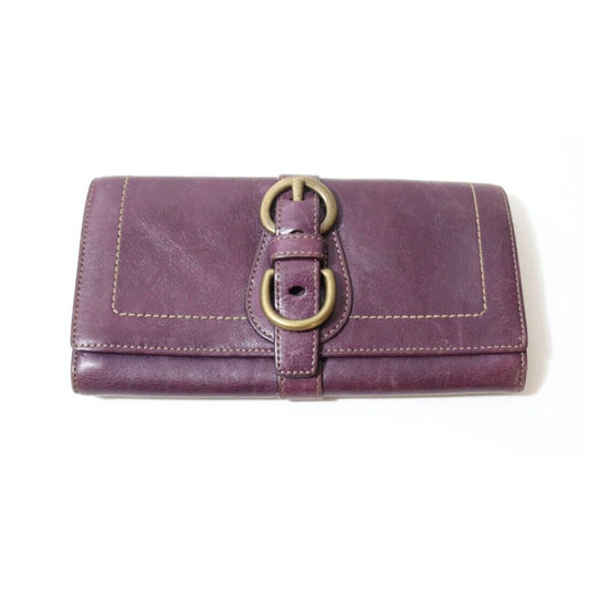Coach Purple Wallet Legacy Stripe Interior Gold Hardware