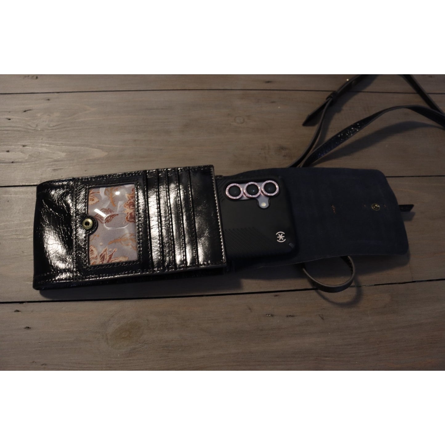 Hobo Interntional Phone Wallet Crossbody Black Leather