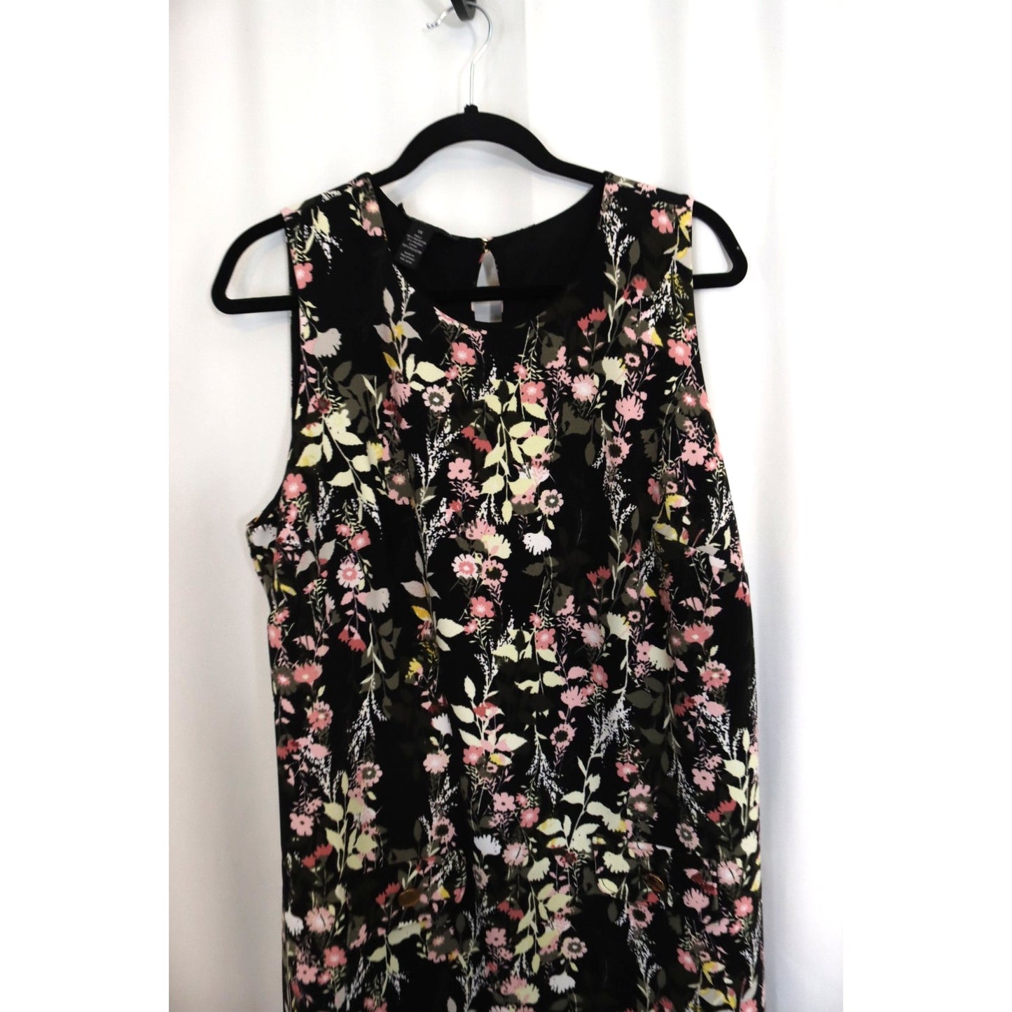 Inc International Concept 1X Black and Floral Sleeveless Polyester/Spandex
