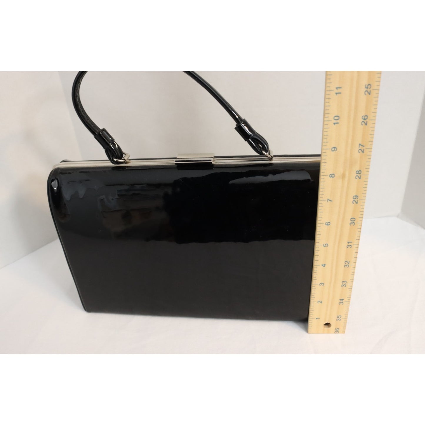 Vintage Dover Black Patent Leather Handbag Made in USA Top Handle Bag