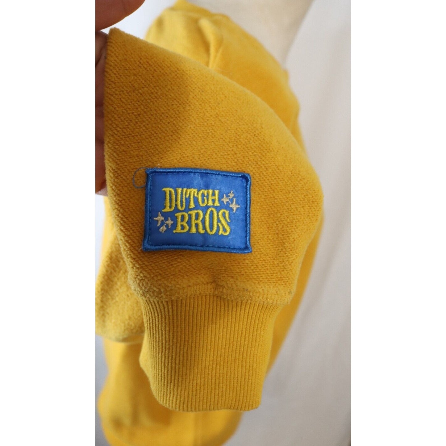 Dutch Bros Yellow Sweater Size Small Cotton Long Sleeve