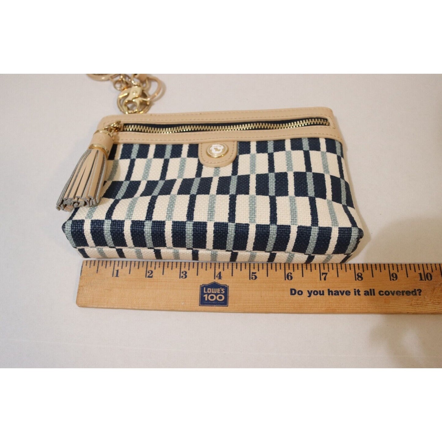 Spartan Wristlet Keychain and Tassel Blue and White