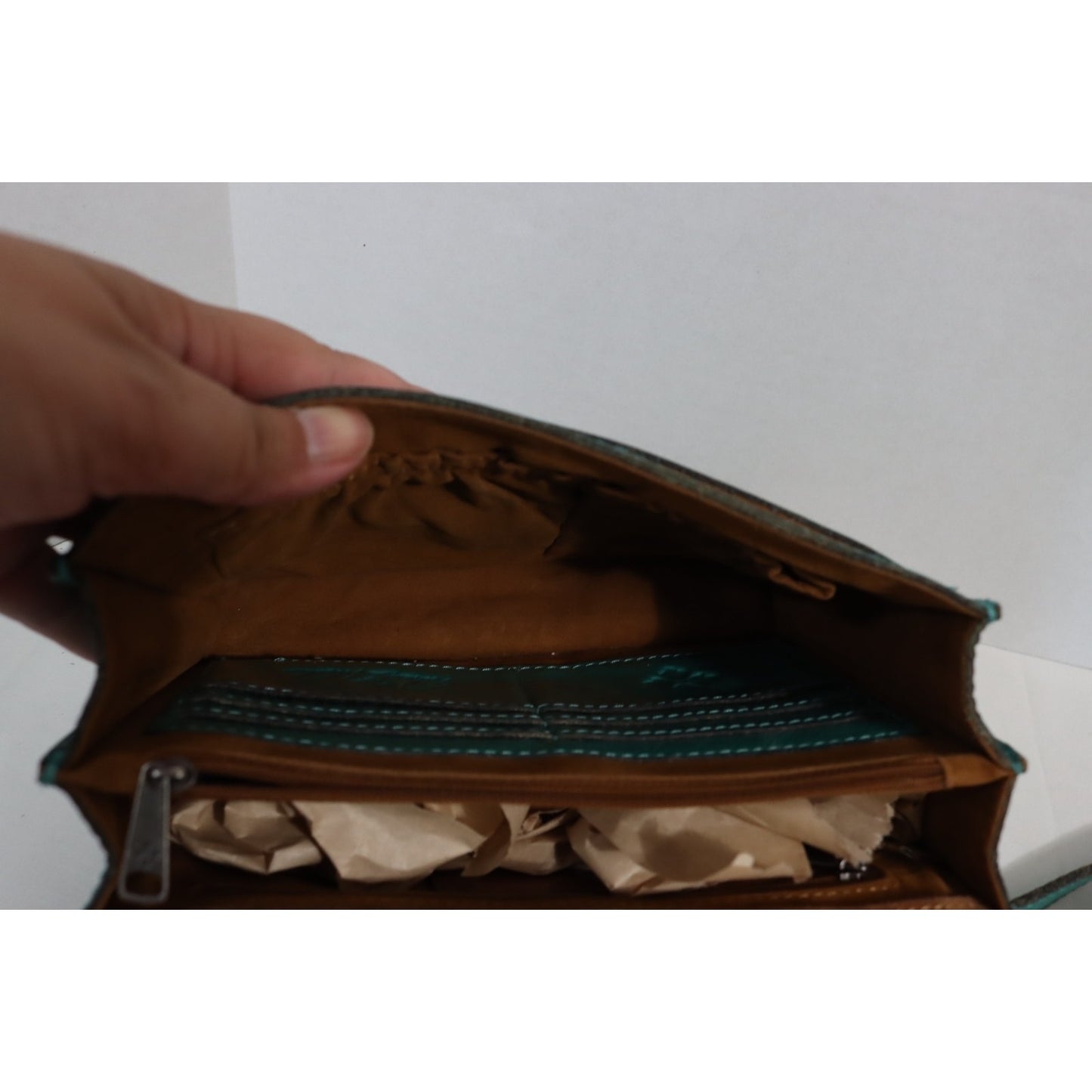 Patricia Nash Lanza Green Crossbody Leather Bag Silver Hardware (38)