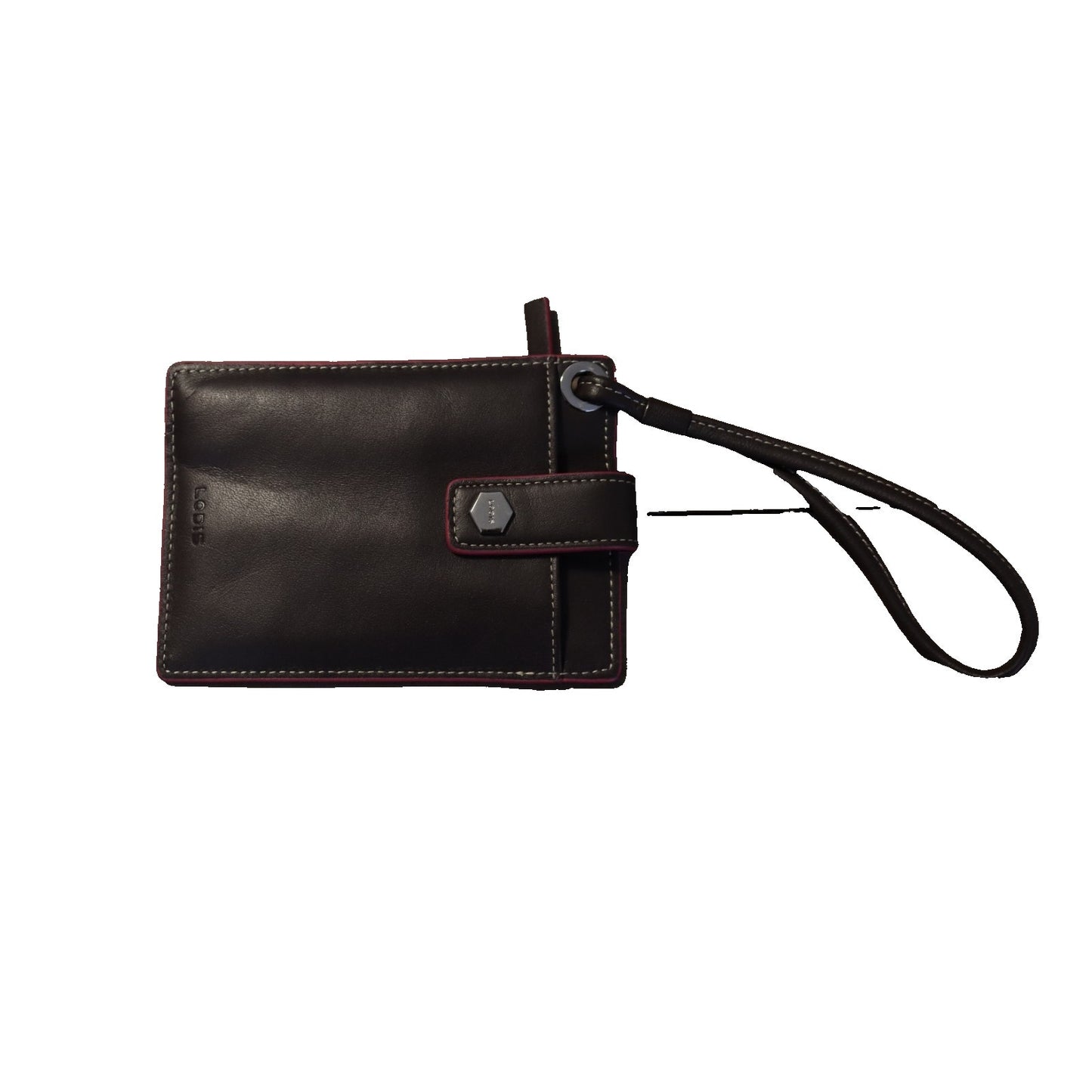 Lodis Wristlet Wallet Padded Brown Faux Leather ID Holder