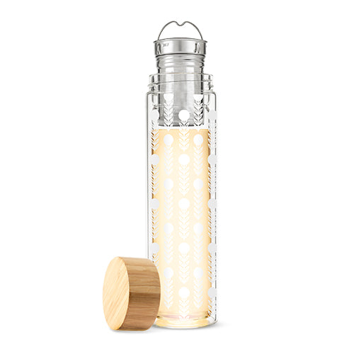 Elegant Glass Travel Infuser Mug 16 oz | Loose Leaf Tea Tumbler