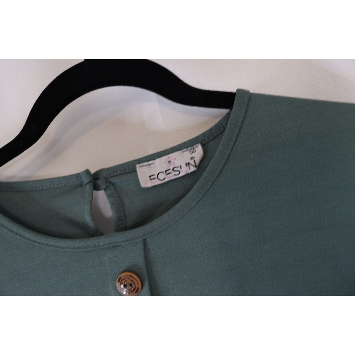 Abaya Green Maxi Dress Long Sleeve ECESUN 50 Faux Button