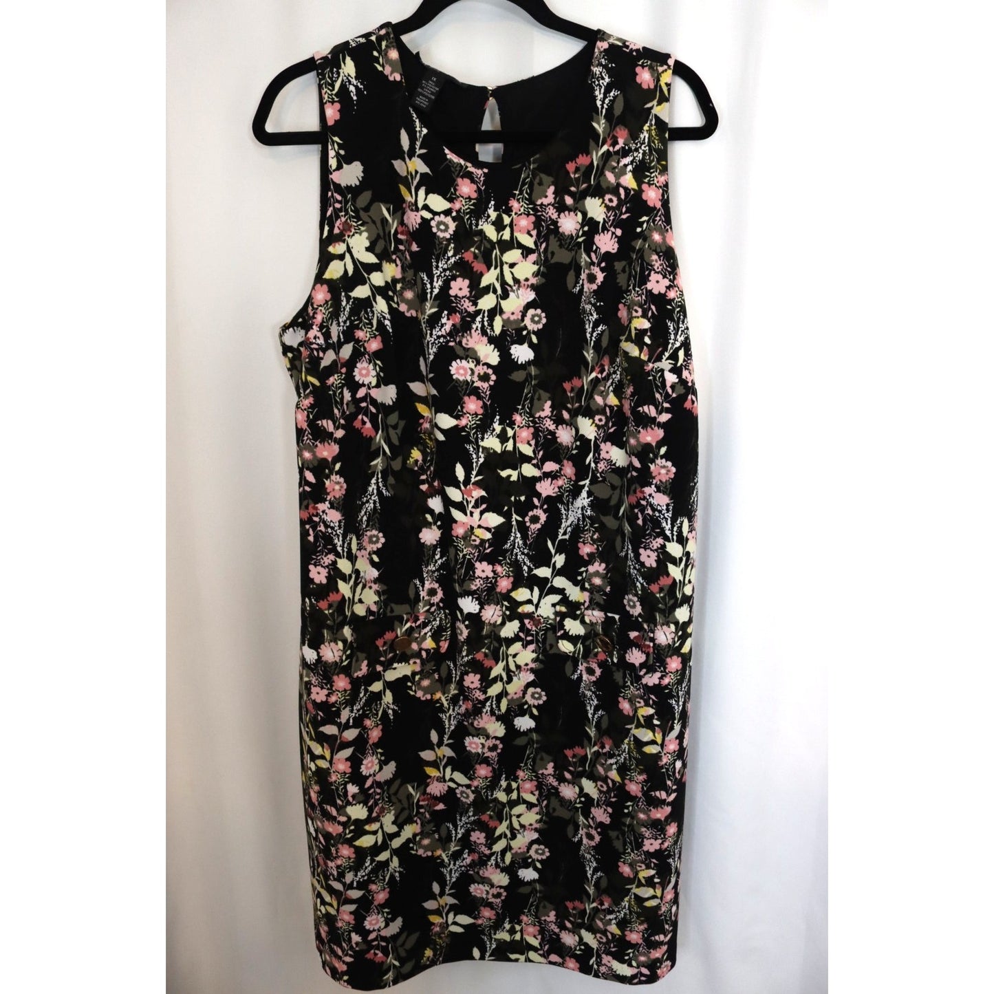 Inc International Concept 1X Black and Floral Sleeveless Polyester/Spandex