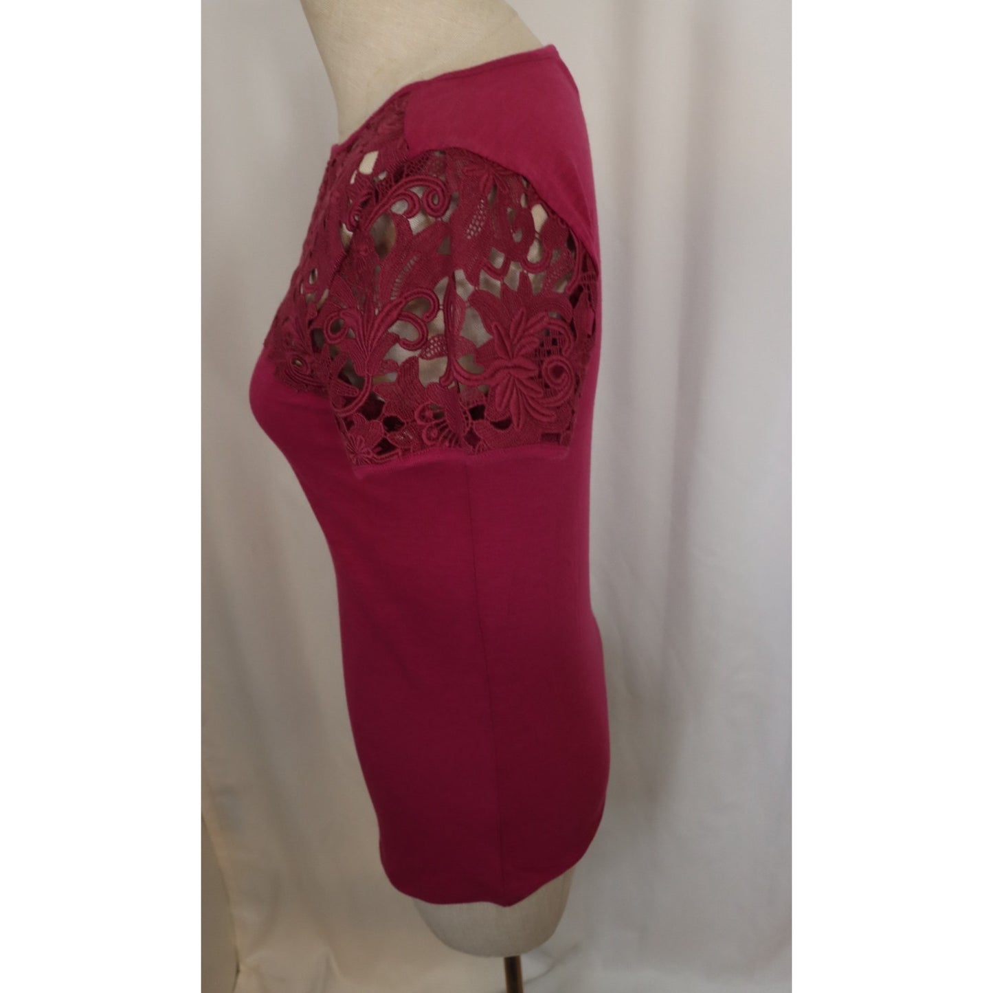 Sundance Short Sleeve Top XS Lace Purple Short Sleeve