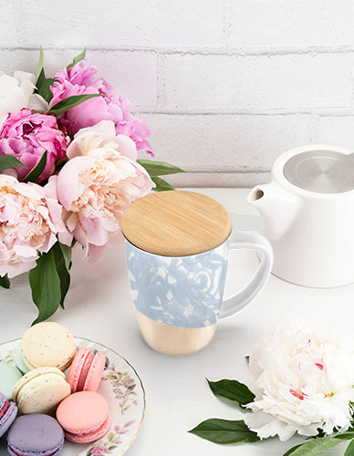 Ceramic Tea Mug | Dusty Blue with Stainless Steel Infuser