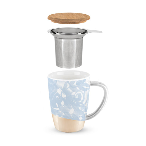 Ceramic Tea Mug | Dusty Blue with Stainless Steel Infuser