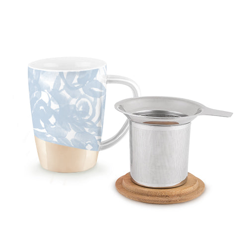 Ceramic Tea Mug | Dusty Blue with Stainless Steel Infuser