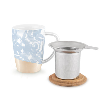 Dusty blue ceramic tea mug - side view