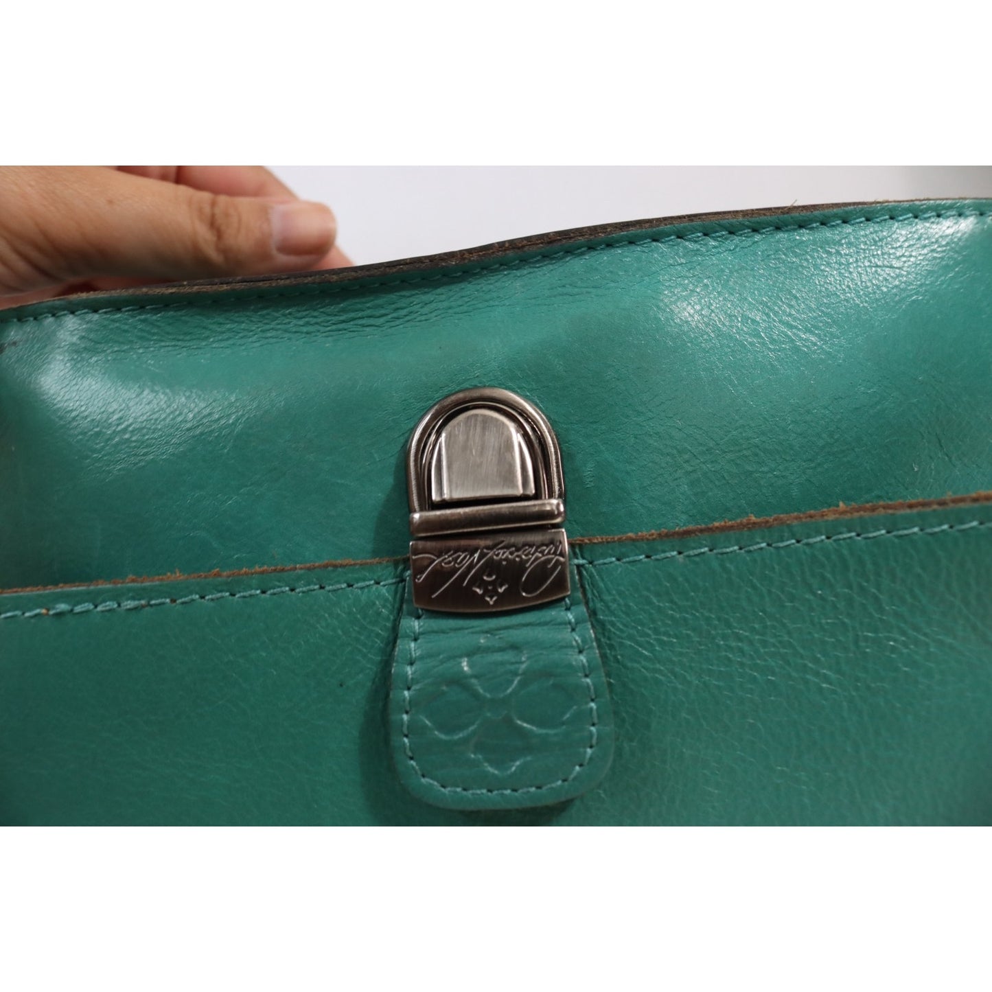 Patricia Nash Lanza Green Crossbody Leather Bag Silver Hardware (38)