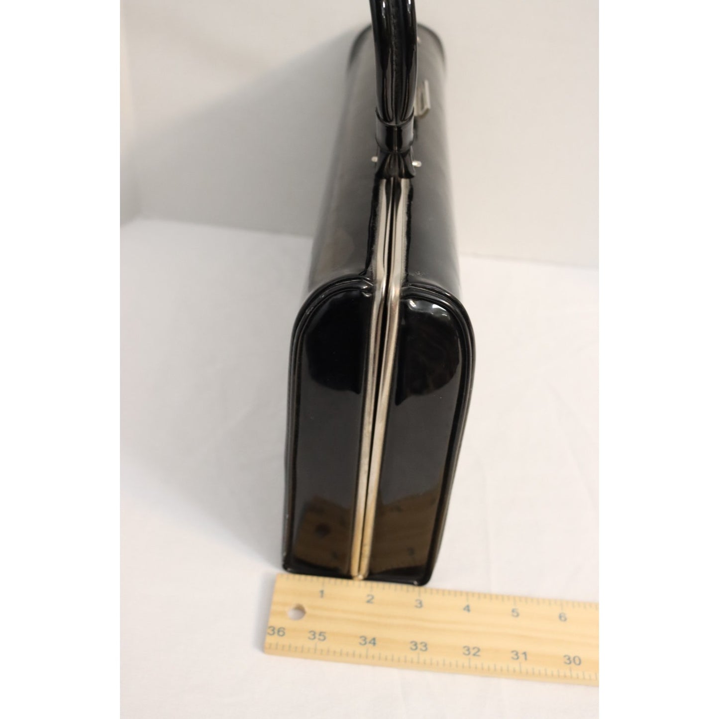 Vintage Dover Black Patent Leather Handbag Made in USA Top Handle Bag
